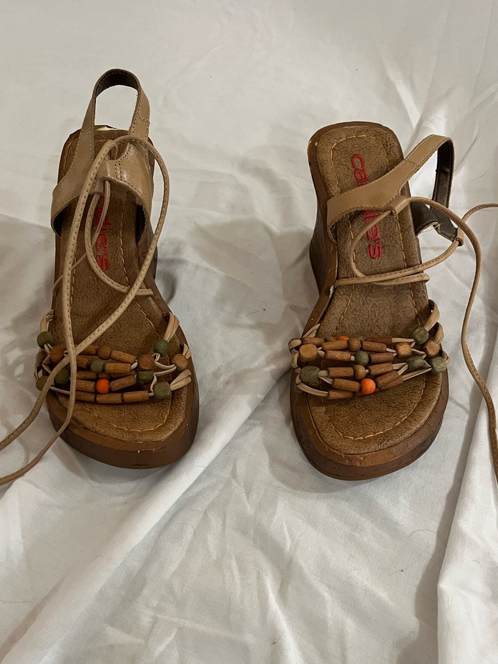 DAMAGED Y2K 90s Candies’s Beaded Platform Wedge Sandals